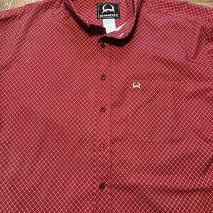 2 XL Men's Cinch Burgundy Short Sleeve Shirt